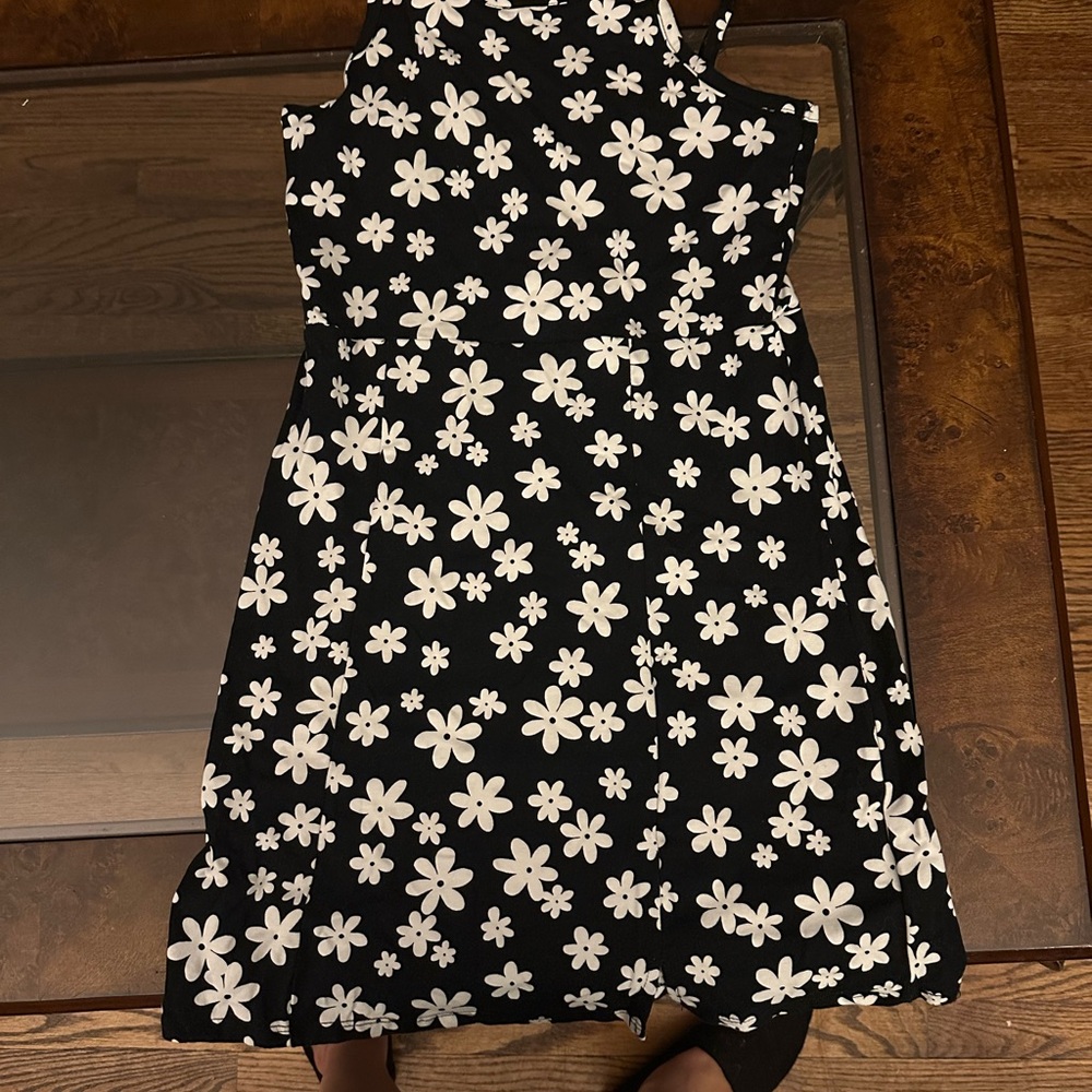 Floral Black and White Kids Dress